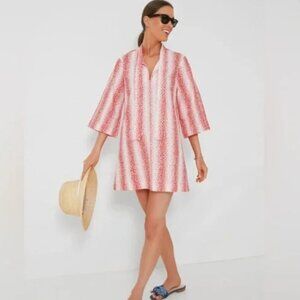Tuckernuck Speckled Pink Coral Poplin Marseille Caftan XS